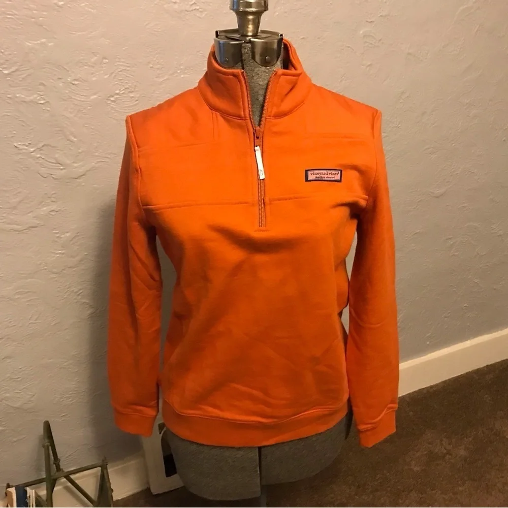 Vineyard Vines Performance 1/4 Zip Fleece Sweater Men's Size S Orange